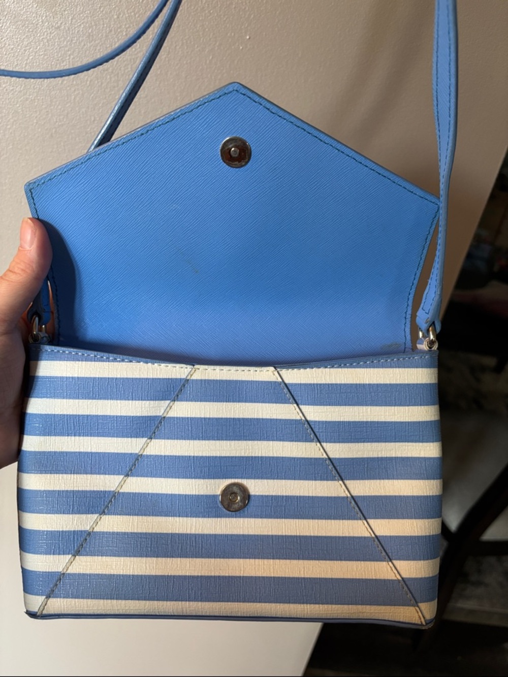 kate spade Blue and White Striped Envelope Crossbody - Picture 6 of 7